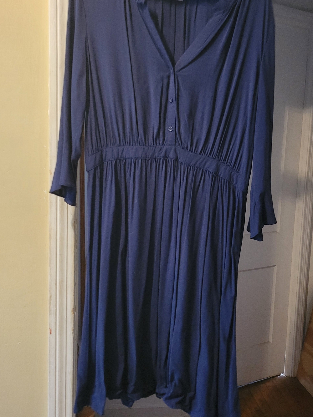 Old Navy Navy Blue V-Neck Button Front Midi Dress